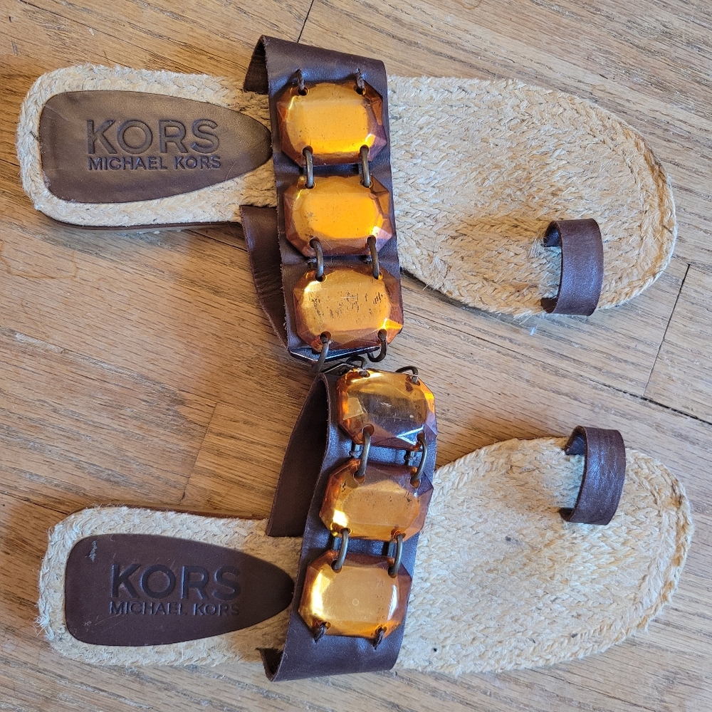 Michael Kors Brown Toe Ring Sandals